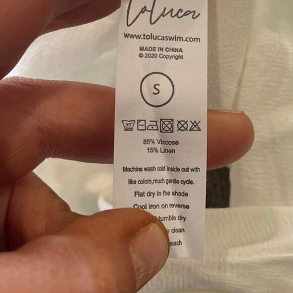 NWT Toluca Maria Tie Front Linen Swimwear Cover Up Short Sleeve Ivory Size S - Picture 6 of 7